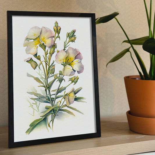 Nacnic watercolor minmal Evening Primrose_1. Aesthetic Wall Art Prints for Bedroom or Living Room Design.-Artwork-Nacnic-A4-Sin Marco-Nacnic Estudio SL