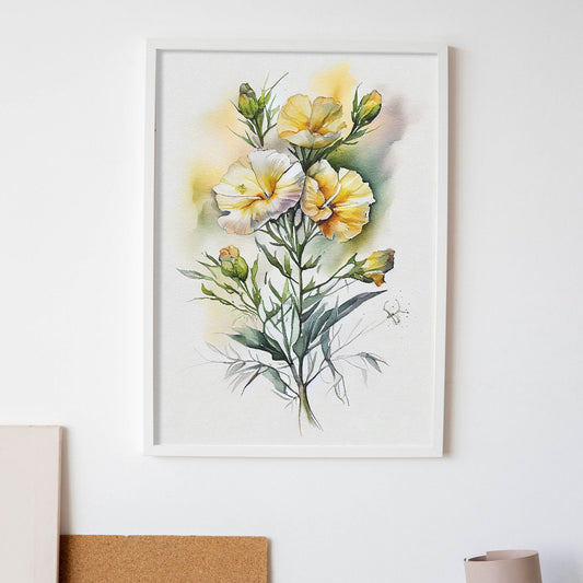 Nacnic watercolor minmal Evening Primrose_2. Aesthetic Wall Art Prints for Bedroom or Living Room Design.-Artwork-Nacnic-A4-Sin Marco-Nacnic Estudio SL
