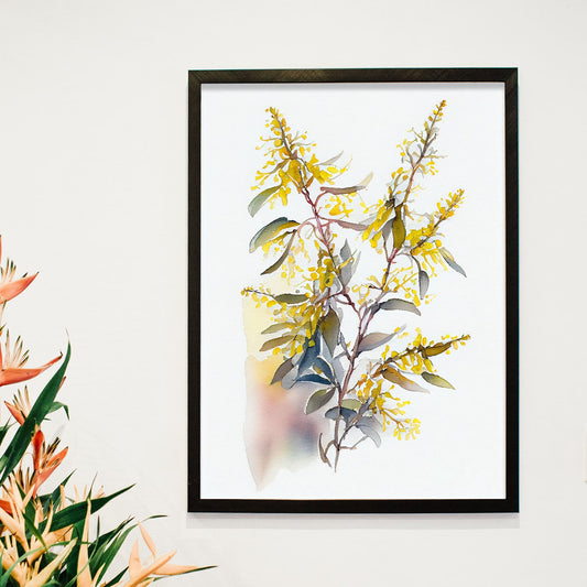 Nacnic watercolor minmal Forsythia_2. Aesthetic Wall Art Prints for Bedroom or Living Room Design.-Artwork-Nacnic-A4-Sin Marco-Nacnic Estudio SL