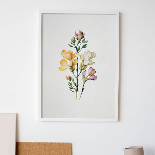 Nacnic watercolor minmal Freesia_3. Aesthetic Wall Art Prints for Bedroom or Living Room Design.-Artwork-Nacnic-A4-Sin Marco-Nacnic Estudio SL
