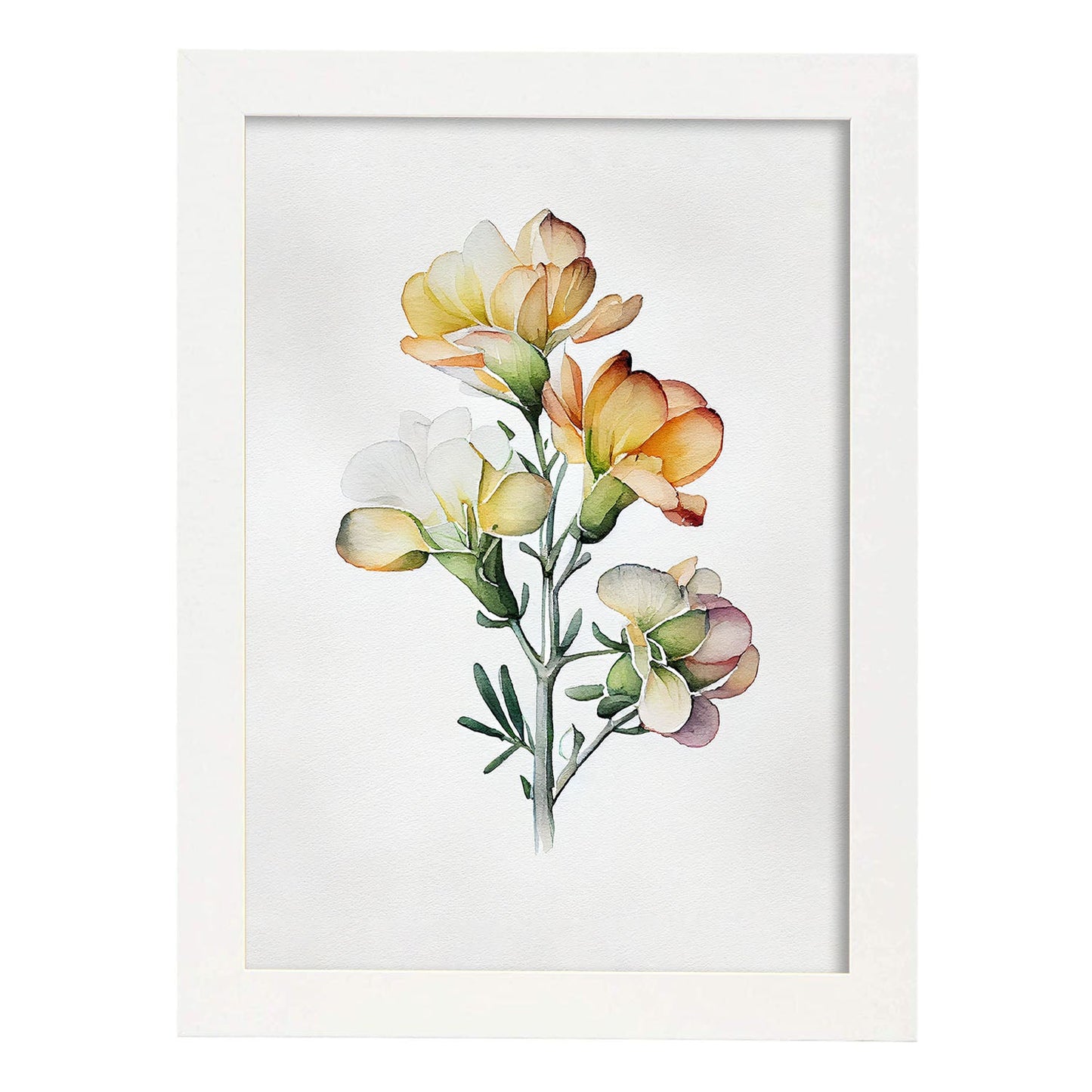 Nacnic watercolor minmal Freesia_4. Aesthetic Wall Art Prints for Bedroom or Living Room Design.-Artwork-Nacnic-A4-Marco Blanco-Nacnic Estudio SL