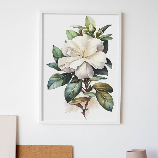 Nacnic watercolor minmal Gardenia_1. Aesthetic Wall Art Prints for Bedroom or Living Room Design.-Artwork-Nacnic-A4-Sin Marco-Nacnic Estudio SL
