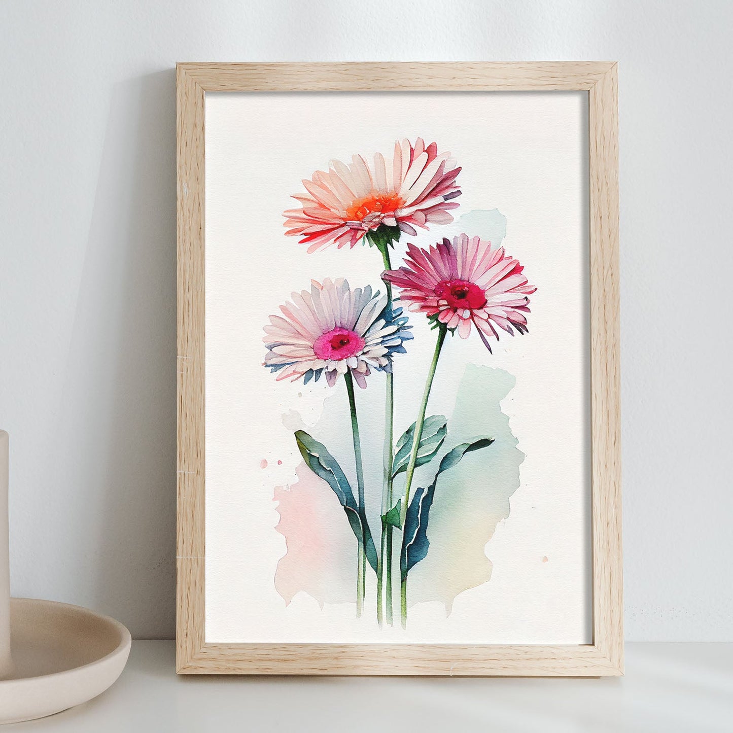 Lámina Nacnic Gerbera Acuarela Minimalista