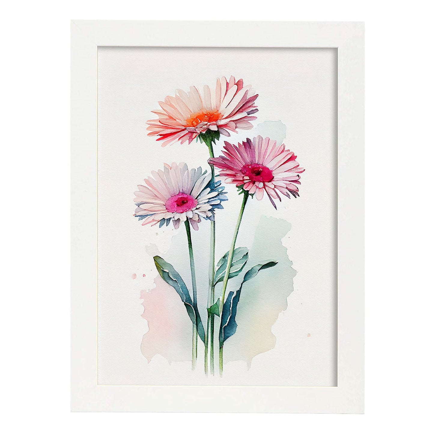 Nacnic watercolor minmal Gerbera_2. Aesthetic Wall Art Prints for Bedroom or Living Room Design.-Artwork-Nacnic-A4-Marco Blanco-Nacnic Estudio SL