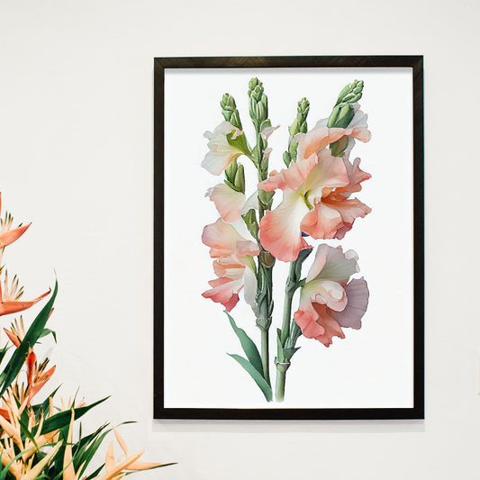 Nacnic watercolor minmal Gladiolus_2. Aesthetic Wall Art Prints for Bedroom or Living Room Design.-Artwork-Nacnic-A4-Sin Marco-Nacnic Estudio SL