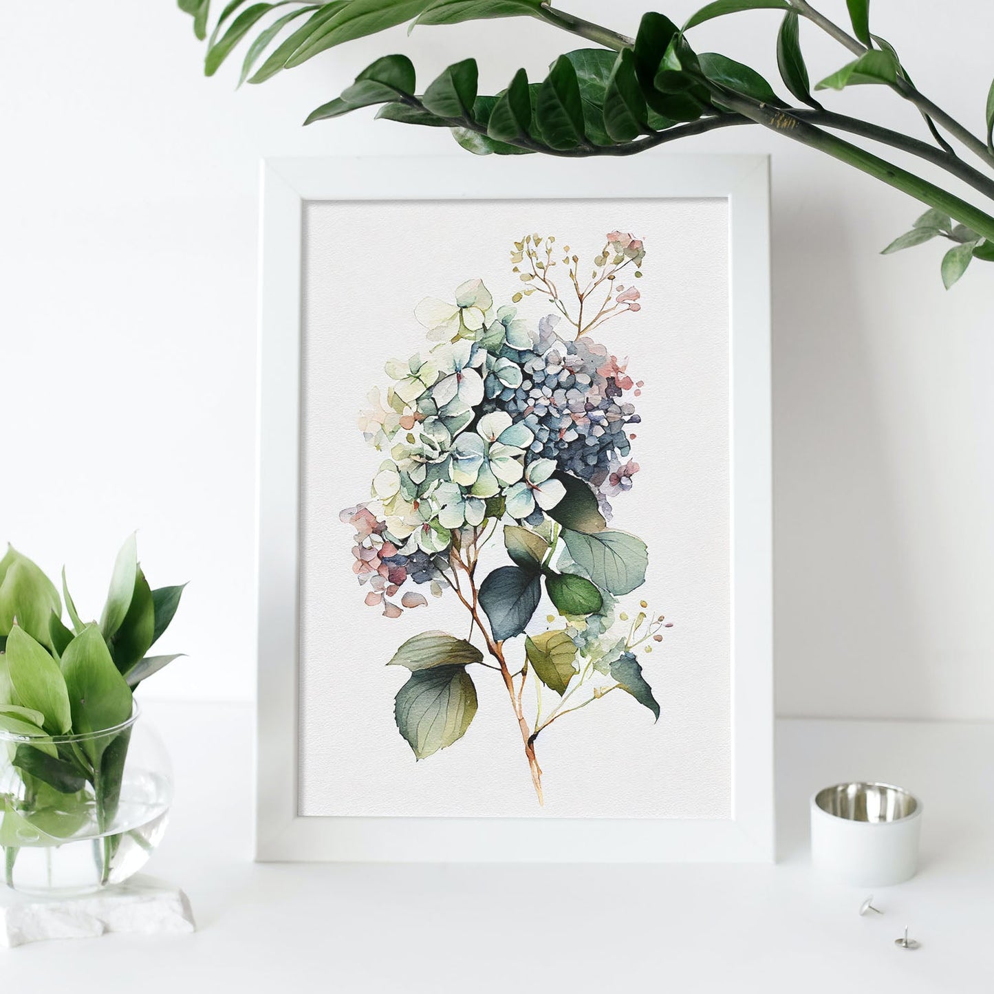 Lámina Nacnic Acuarela Minimalista Hortensia