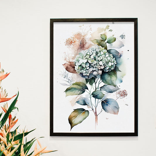 Nacnic watercolor minmal Hydrangea_2. Aesthetic Wall Art Prints for Bedroom or Living Room Design.-Artwork-Nacnic-A4-Sin Marco-Nacnic Estudio SL