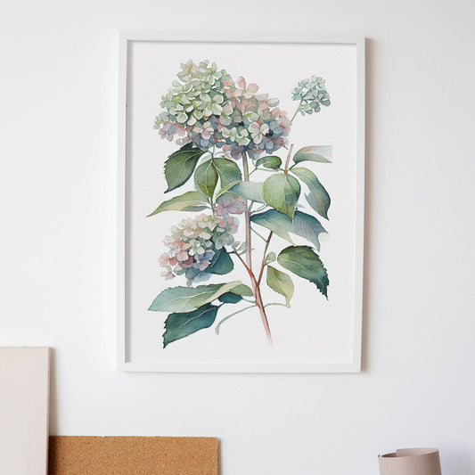 Nacnic watercolor minmal Hydrangea_4. Aesthetic Wall Art Prints for Bedroom or Living Room Design.-Artwork-Nacnic-A4-Sin Marco-Nacnic Estudio SL