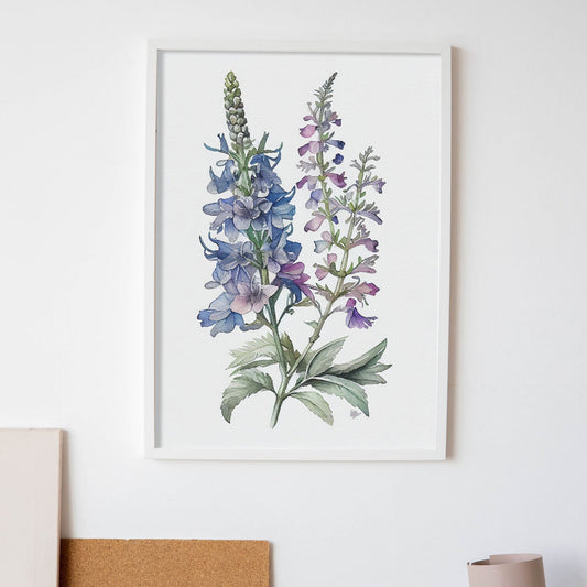 Nacnic watercolor minmal Larkspur_1. Aesthetic Wall Art Prints for Bedroom or Living Room Design.-Artwork-Nacnic-A4-Sin Marco-Nacnic Estudio SL