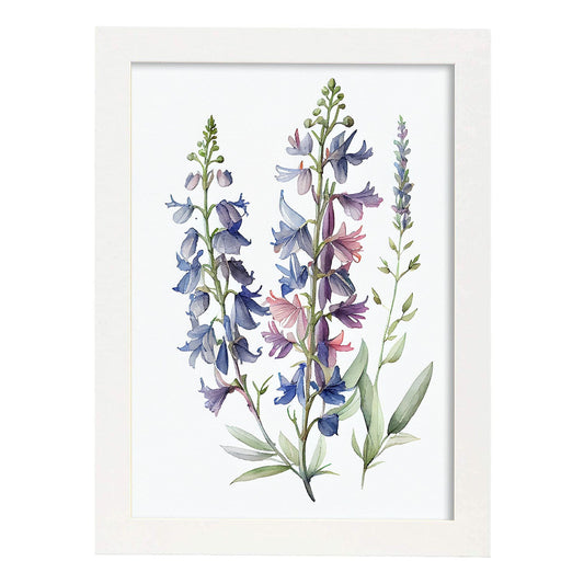 Nacnic watercolor minmal Larkspur_2. Aesthetic Wall Art Prints for Bedroom or Living Room Design.-Artwork-Nacnic-A4-Marco Blanco-Nacnic Estudio SL