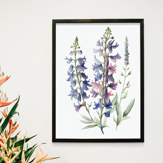 Nacnic watercolor minmal Larkspur_2. Aesthetic Wall Art Prints for Bedroom or Living Room Design.-Artwork-Nacnic-A4-Sin Marco-Nacnic Estudio SL