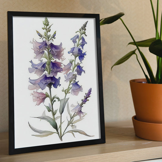 Nacnic watercolor minmal Larkspur_3. Aesthetic Wall Art Prints for Bedroom or Living Room Design.-Artwork-Nacnic-A4-Sin Marco-Nacnic Estudio SL