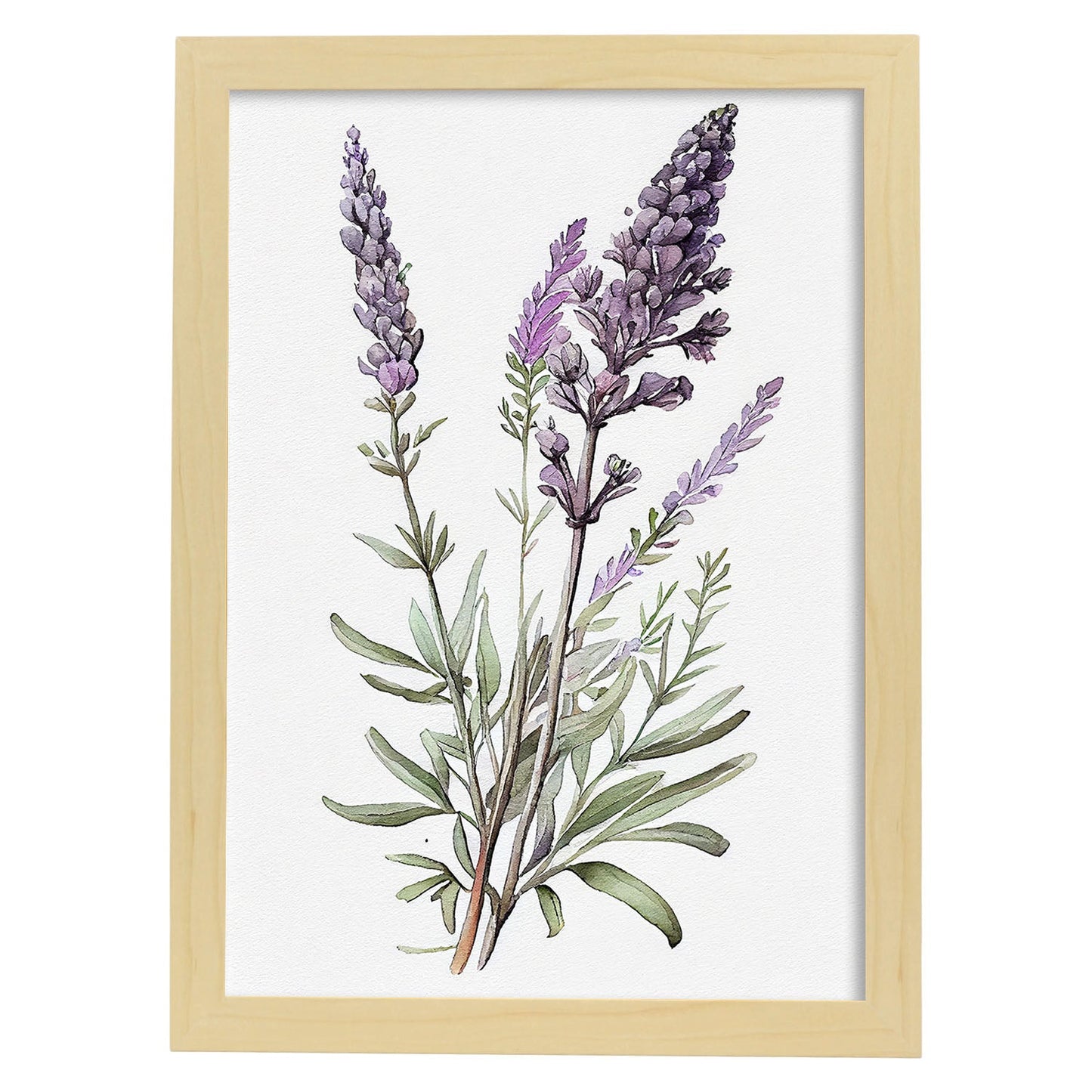 Nacnic watercolor minmal Lavender_4. Aesthetic Wall Art Prints for Bedroom or Living Room Design.-Artwork-Nacnic-A4-Marco Madera Clara-Nacnic Estudio SL