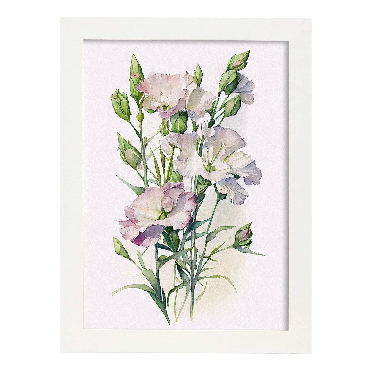 Nacnic watercolor minmal Lisianthus. Aesthetic Wall Art Prints for Bedroom or Living Room Design.-Artwork-Nacnic-A4-Marco Blanco-Nacnic Estudio SL