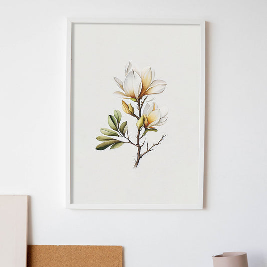 Nacnic watercolor minmal Magnolia_4. Aesthetic Wall Art Prints for Bedroom or Living Room Design.-Artwork-Nacnic-A4-Sin Marco-Nacnic Estudio SL