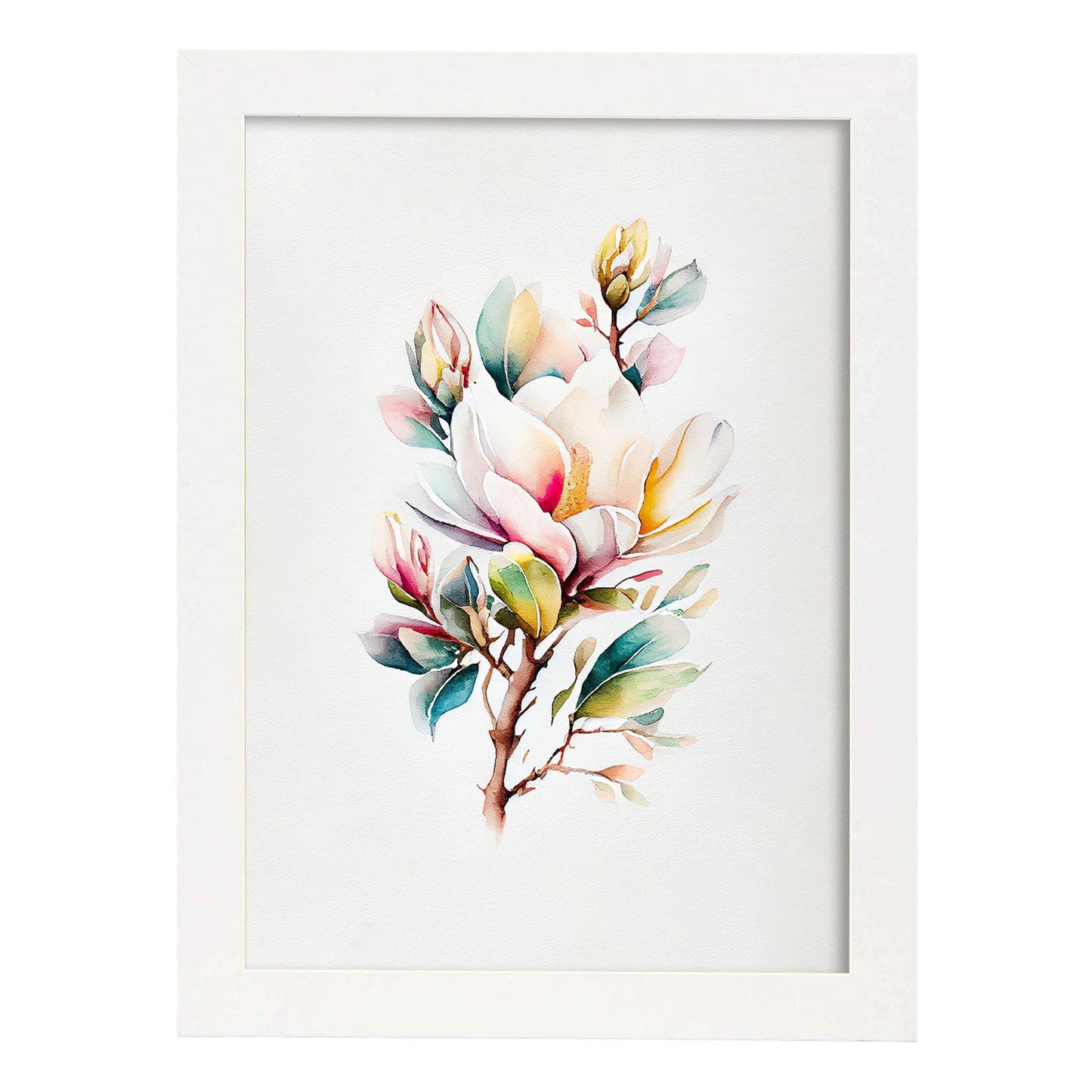 Nacnic watercolor minmal Magnolia_5. Aesthetic Wall Art Prints for Bedroom or Living Room Design.-Artwork-Nacnic-A4-Marco Blanco-Nacnic Estudio SL