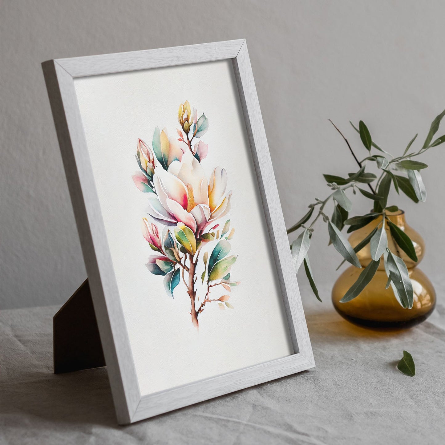 Nacnic watercolor minmal Magnolia_5. Aesthetic Wall Art Prints for Bedroom or Living Room Design.-Artwork-Nacnic-A4-Sin Marco-Nacnic Estudio SL