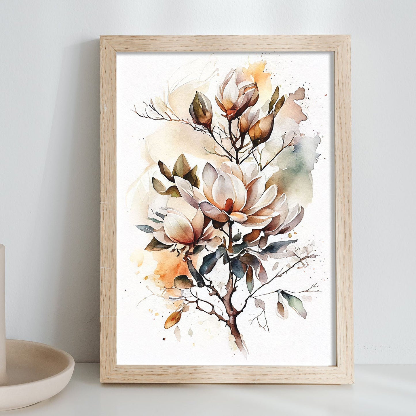 Láminas minimalistas de Magnolia en acuarela Nacnic