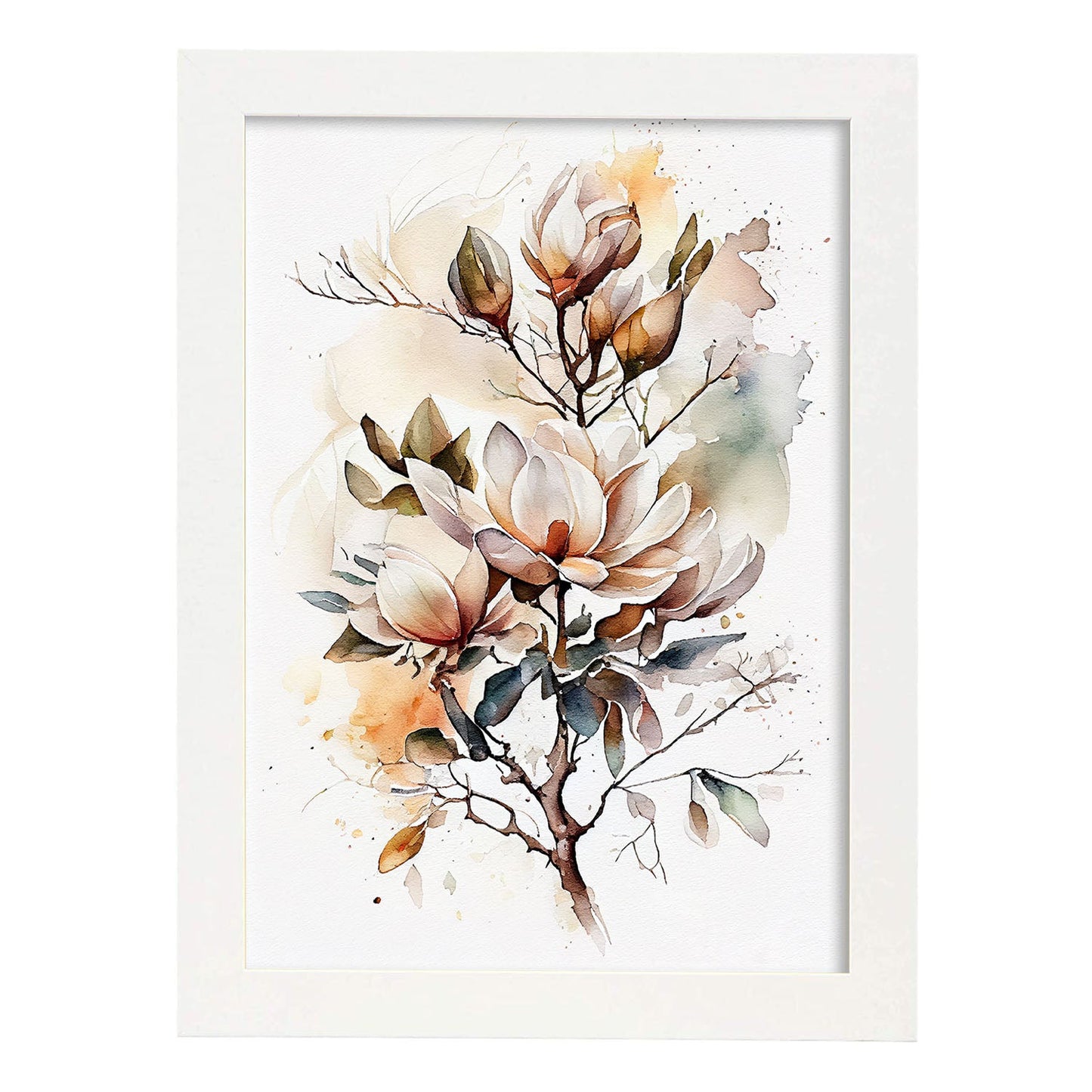 Nacnic watercolor minmal Magnolia_6. Aesthetic Wall Art Prints for Bedroom or Living Room Design.-Artwork-Nacnic-A4-Marco Blanco-Nacnic Estudio SL