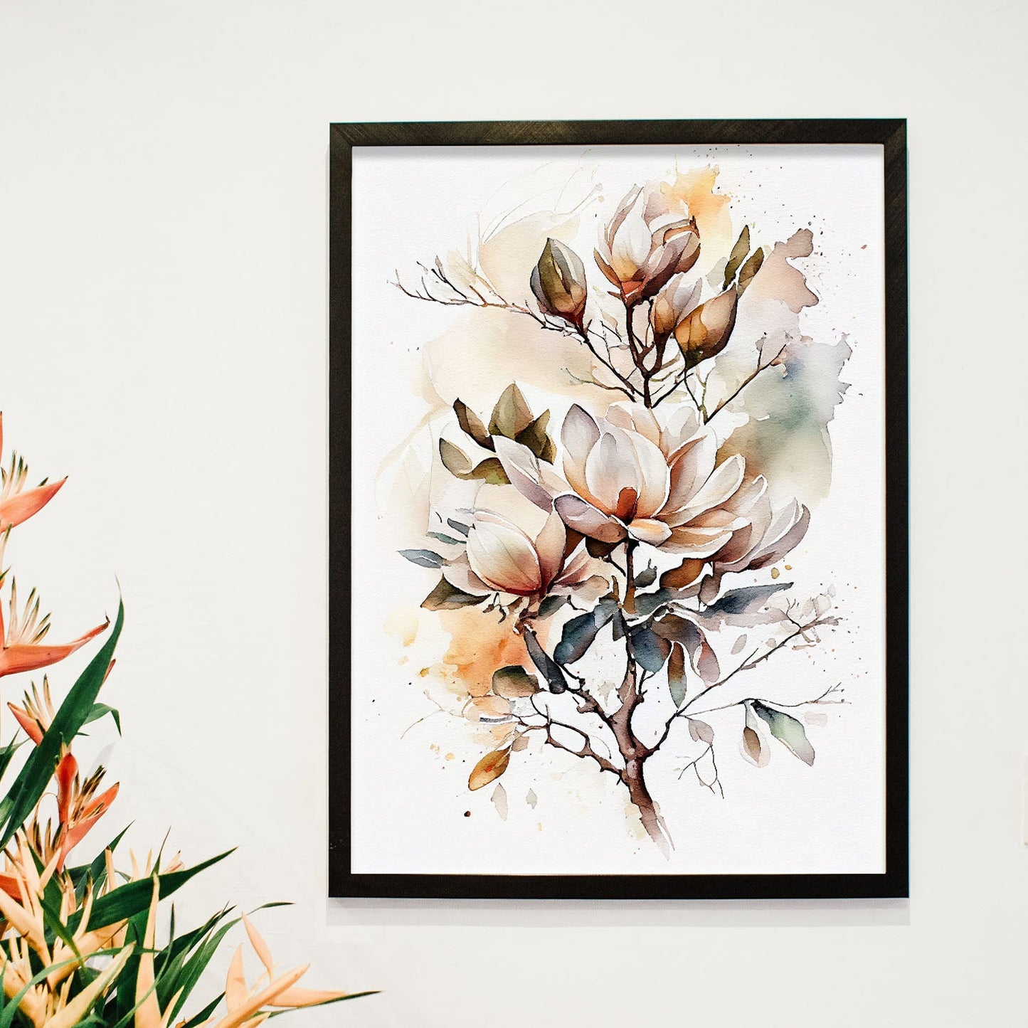 Nacnic watercolor minmal Magnolia_6. Aesthetic Wall Art Prints for Bedroom or Living Room Design.-Artwork-Nacnic-A4-Sin Marco-Nacnic Estudio SL