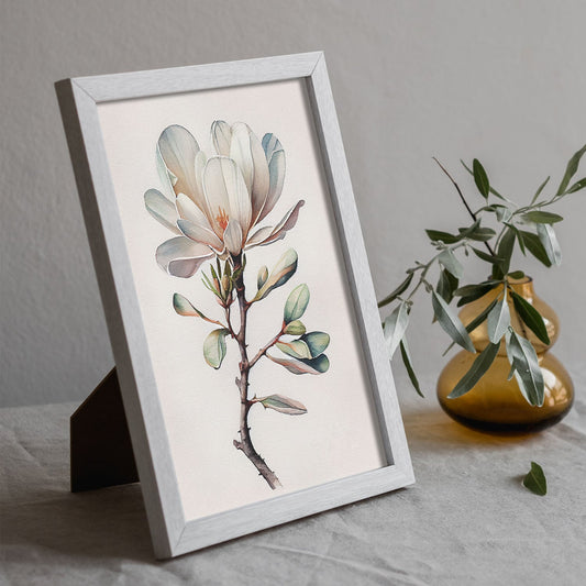 Nacnic watercolor minmal Magnolia_7. Aesthetic Wall Art Prints for Bedroom or Living Room Design.-Artwork-Nacnic-A4-Sin Marco-Nacnic Estudio SL