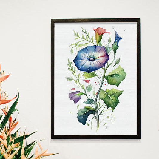 Nacnic watercolor minmal Morning Glory_1. Aesthetic Wall Art Prints for Bedroom or Living Room Design.-Artwork-Nacnic-A4-Sin Marco-Nacnic Estudio SL