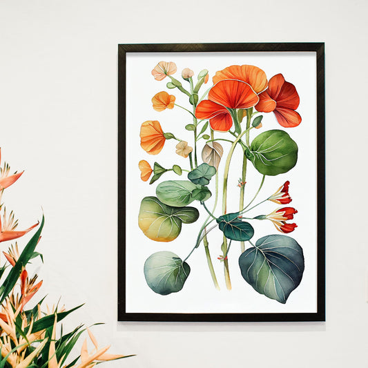 Nacnic watercolor minmal Nasturtium_2. Aesthetic Wall Art Prints for Bedroom or Living Room Design.-Artwork-Nacnic-A4-Sin Marco-Nacnic Estudio SL