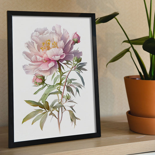 Nacnic watercolor minmal Peony_2. Aesthetic Wall Art Prints for Bedroom or Living Room Design.-Artwork-Nacnic-A4-Sin Marco-Nacnic Estudio SL
