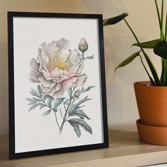 Nacnic watercolor minmal Peony_3. Aesthetic Wall Art Prints for Bedroom or Living Room Design.-Artwork-Nacnic-A4-Sin Marco-Nacnic Estudio SL