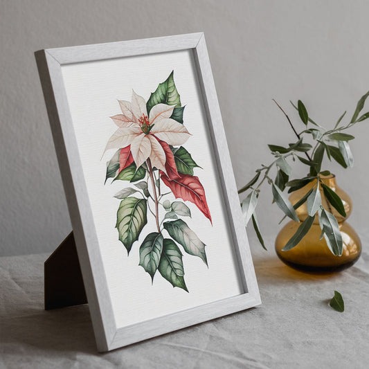 Nacnic watercolor minmal Poinsettia_1. Aesthetic Wall Art Prints for Bedroom or Living Room Design.-Artwork-Nacnic-A4-Sin Marco-Nacnic Estudio SL