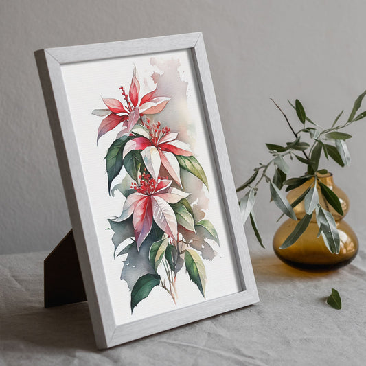 Nacnic watercolor minmal Poinsettia_2. Aesthetic Wall Art Prints for Bedroom or Living Room Design.-Artwork-Nacnic-A4-Sin Marco-Nacnic Estudio SL