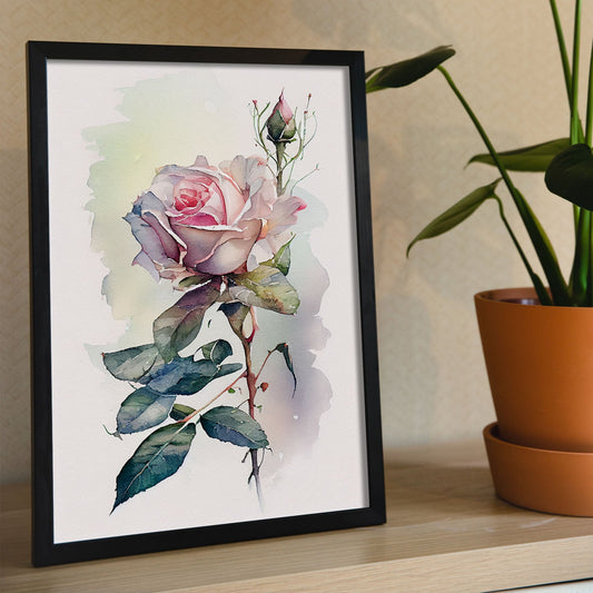 Nacnic watercolor minmal Rose_1. Aesthetic Wall Art Prints for Bedroom or Living Room Design.-Artwork-Nacnic-A4-Sin Marco-Nacnic Estudio SL