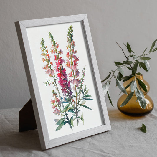 Nacnic watercolor minmal Snapdragon_1. Aesthetic Wall Art Prints for Bedroom or Living Room Design.-Artwork-Nacnic-A4-Sin Marco-Nacnic Estudio SL