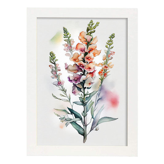 Nacnic watercolor minmal Snapdragon_2. Aesthetic Wall Art Prints for Bedroom or Living Room Design.-Artwork-Nacnic-A4-Marco Blanco-Nacnic Estudio SL