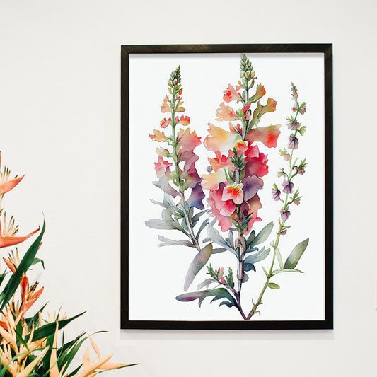 Nacnic watercolor minmal Snapdragon_3. Aesthetic Wall Art Prints for Bedroom or Living Room Design.-Artwork-Nacnic-A4-Sin Marco-Nacnic Estudio SL
