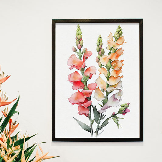 Nacnic watercolor minmal Snapdragon_5. Aesthetic Wall Art Prints for Bedroom or Living Room Design.-Artwork-Nacnic-A4-Sin Marco-Nacnic Estudio SL