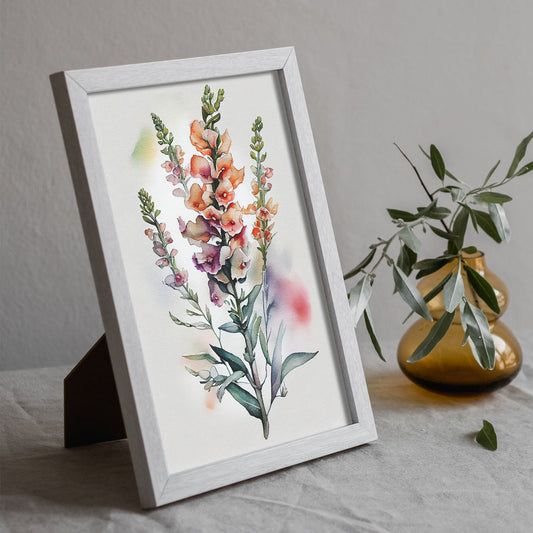 Nacnic watercolor minmal Snapdragon_6. Aesthetic Wall Art Prints for Bedroom or Living Room Design.-Artwork-Nacnic-A4-Sin Marco-Nacnic Estudio SL