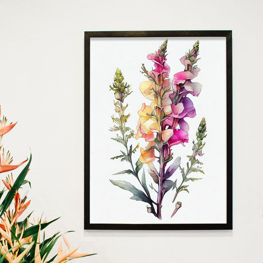 Nacnic watercolor minmal Snapdragon_7. Aesthetic Wall Art Prints for Bedroom or Living Room Design.-Artwork-Nacnic-A4-Sin Marco-Nacnic Estudio SL