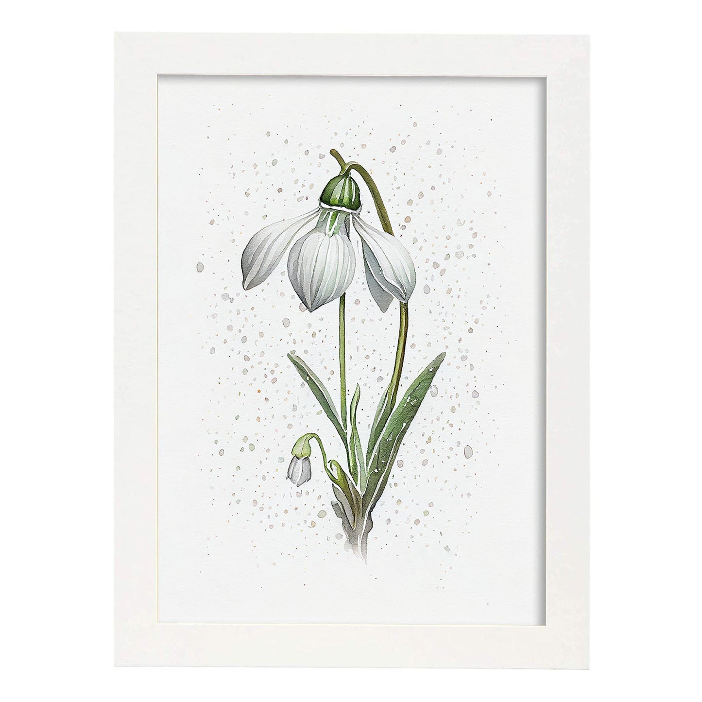 Nacnic watercolor minmal Snowdrop_1. Aesthetic Wall Art Prints for Bedroom or Living Room Design.-Artwork-Nacnic-A4-Marco Blanco-Nacnic Estudio SL
