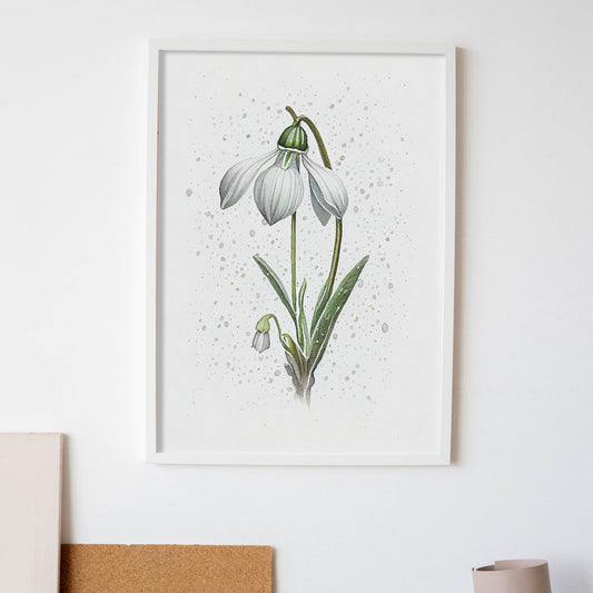 Nacnic watercolor minmal Snowdrop_1. Aesthetic Wall Art Prints for Bedroom or Living Room Design.-Artwork-Nacnic-A4-Sin Marco-Nacnic Estudio SL