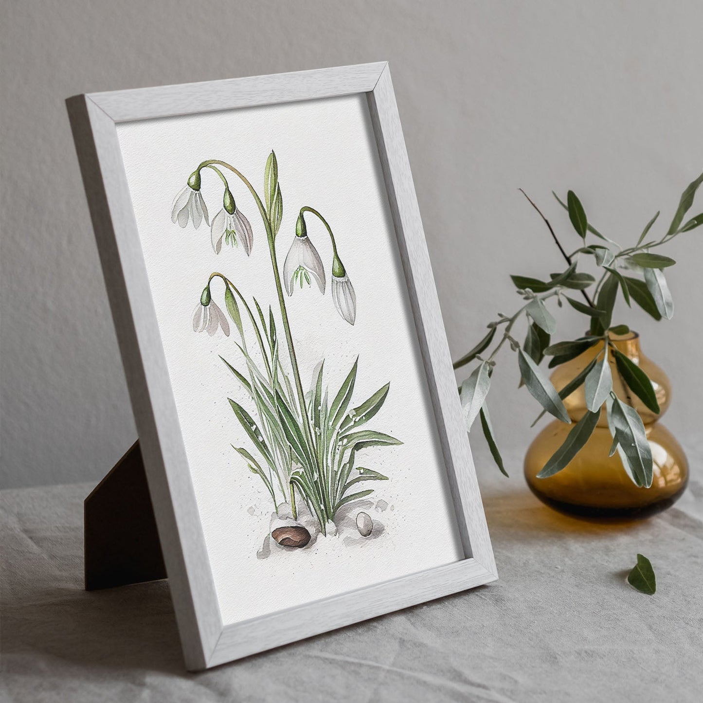 Nacnic watercolor minmal Snowdrop_2. Aesthetic Wall Art Prints for Bedroom or Living Room Design.-Artwork-Nacnic-A4-Sin Marco-Nacnic Estudio SL