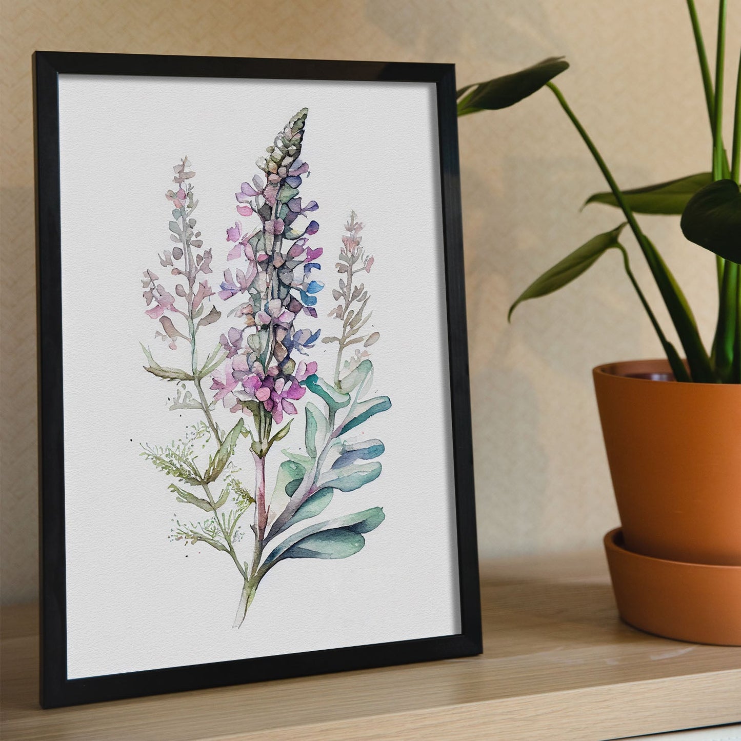 Nacnic watercolor minmal Statice_2. Aesthetic Wall Art Prints for Bedroom or Living Room Design.-Artwork-Nacnic-A4-Sin Marco-Nacnic Estudio SL