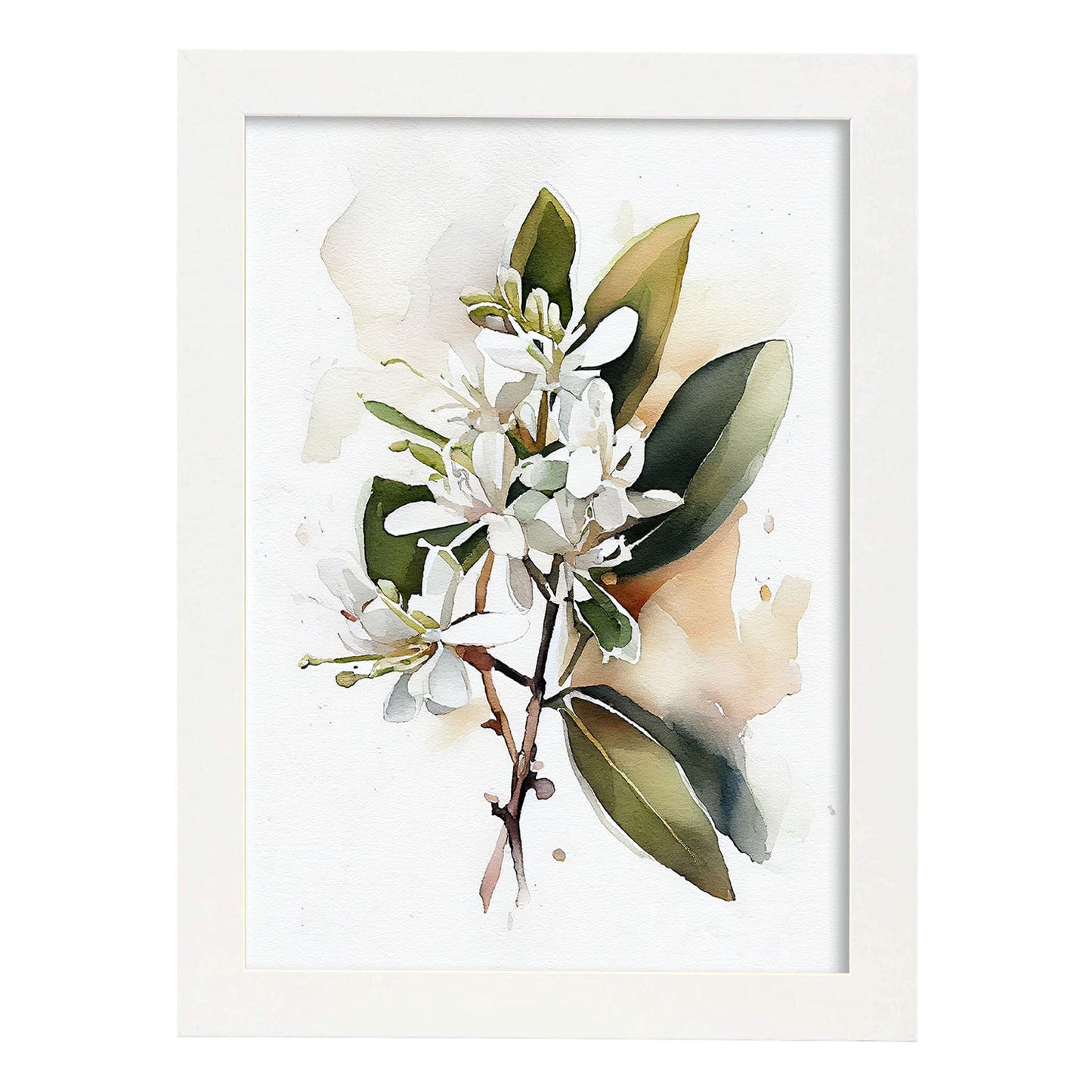 Nacnic watercolor minmal Stephanotis. Aesthetic Wall Art Prints for Bedroom or Living Room Design.-Artwork-Nacnic-A4-Marco Blanco-Nacnic Estudio SL