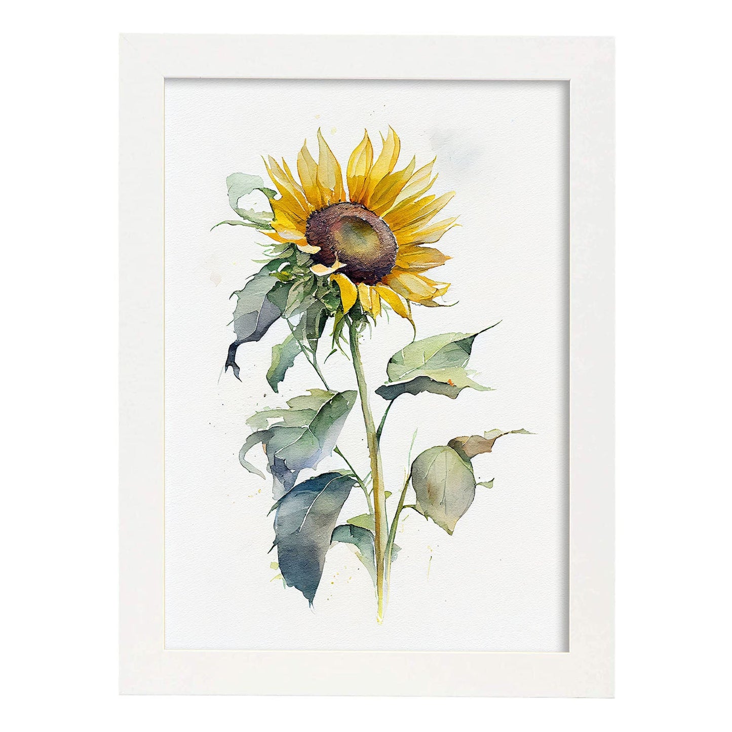 Nacnic watercolor minmal Sunflower_2. Aesthetic Wall Art Prints for Bedroom or Living Room Design.-Artwork-Nacnic-A4-Marco Blanco-Nacnic Estudio SL
