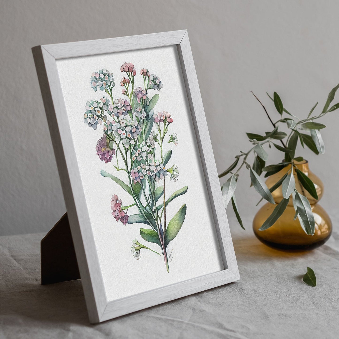 Nacnic watercolor minmal Sweet Alyssum. Aesthetic Wall Art Prints for Bedroom or Living Room Design.-Artwork-Nacnic-A4-Sin Marco-Nacnic Estudio SL