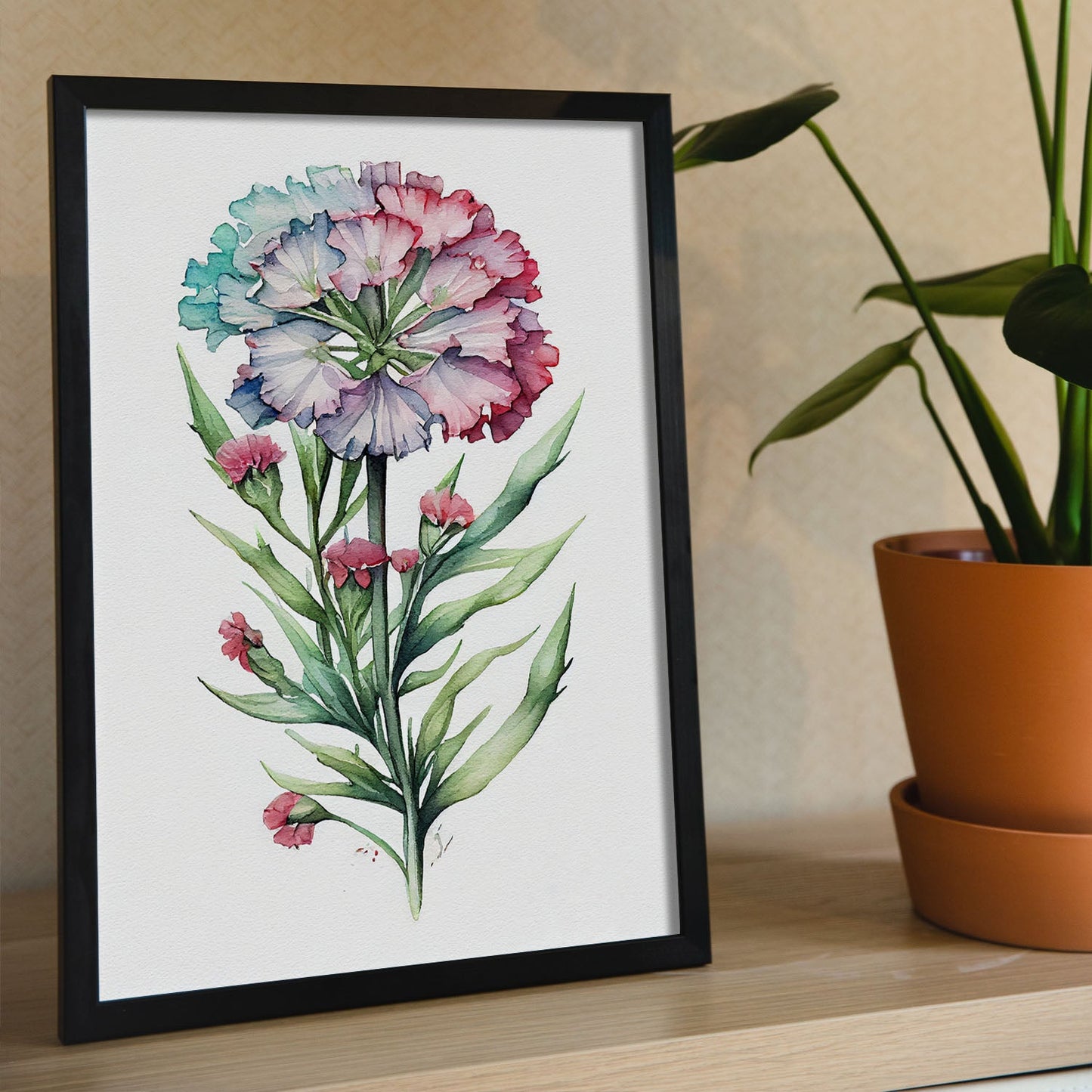 Nacnic watercolor minmal Sweet William_1. Aesthetic Wall Art Prints for Bedroom or Living Room Design.-Artwork-Nacnic-A4-Sin Marco-Nacnic Estudio SL