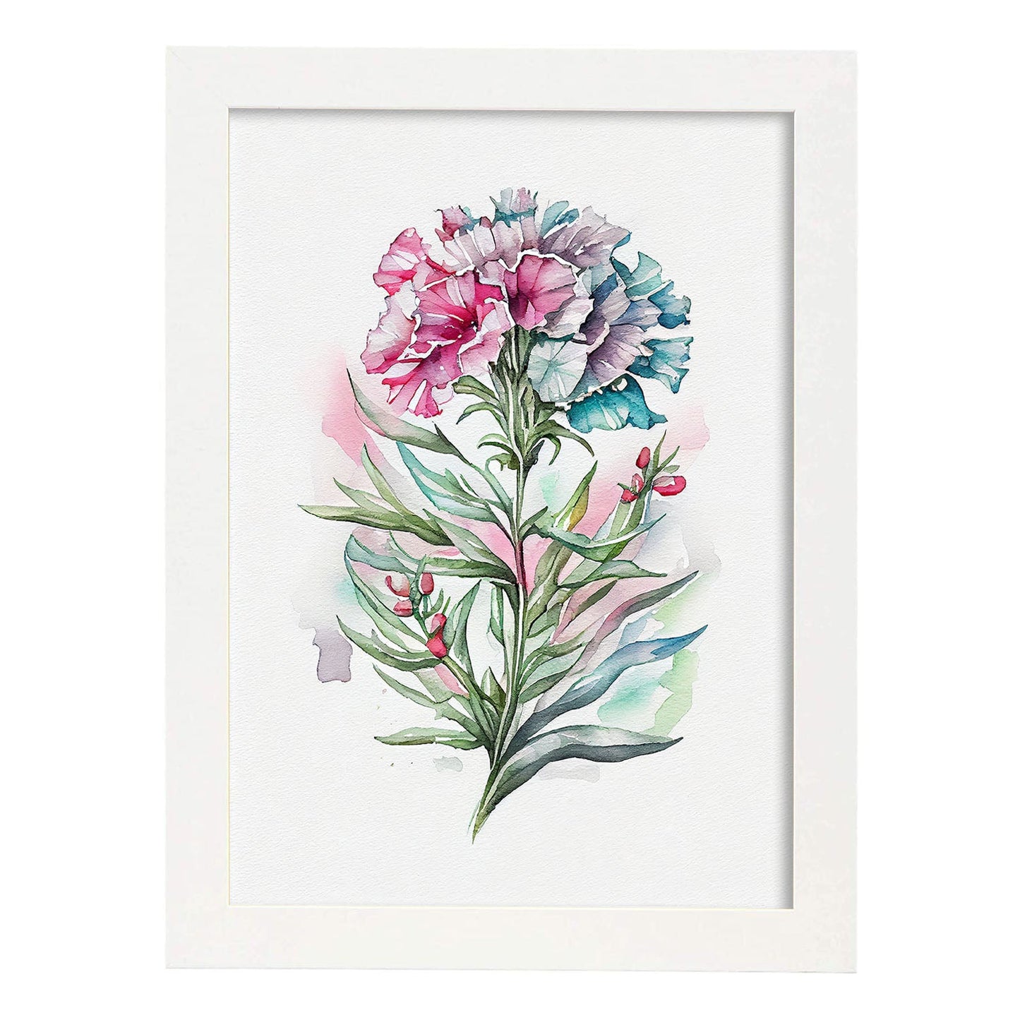 Nacnic watercolor minmal Sweet William_3. Aesthetic Wall Art Prints for Bedroom or Living Room Design.-Artwork-Nacnic-A4-Marco Blanco-Nacnic Estudio SL