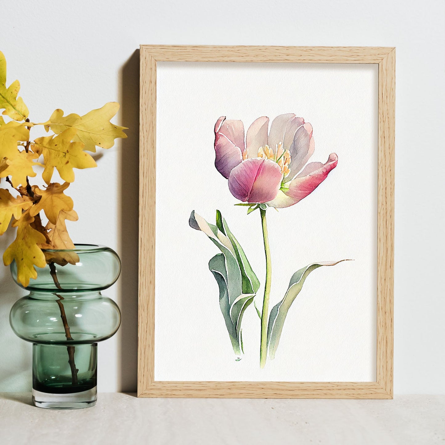 Láminas Nacnic de Tulipán Acuarela Minimalista