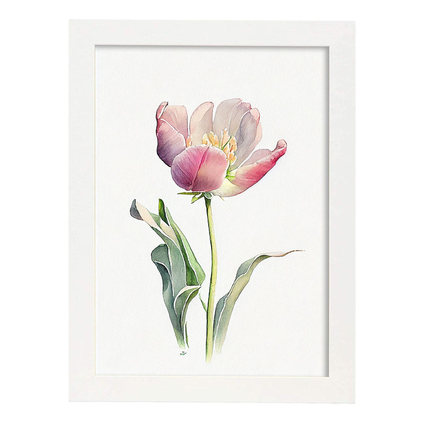 Nacnic watercolor minmal Tulip_1. Aesthetic Wall Art Prints for Bedroom or Living Room Design.-Artwork-Nacnic-A4-Marco Blanco-Nacnic Estudio SL