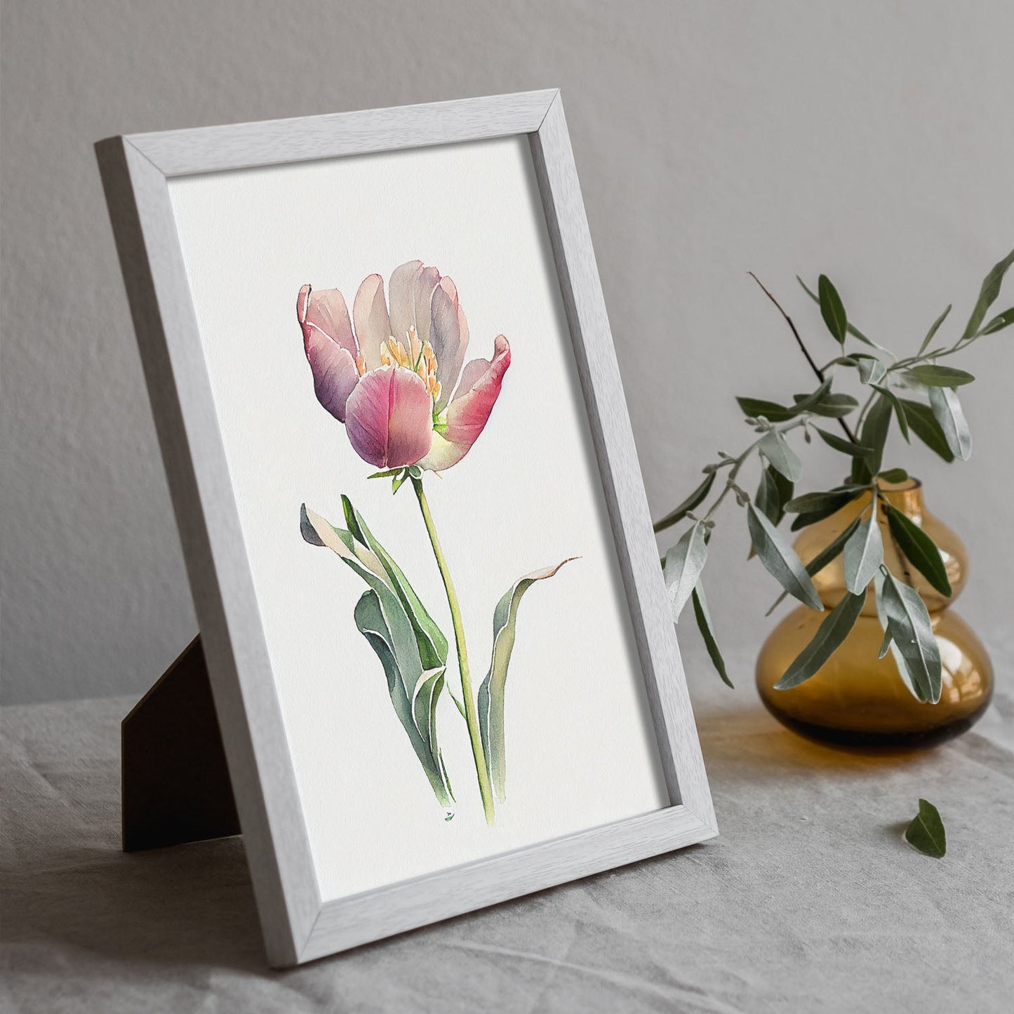 Nacnic watercolor minmal Tulip_1. Aesthetic Wall Art Prints for Bedroom or Living Room Design.-Artwork-Nacnic-A4-Sin Marco-Nacnic Estudio SL